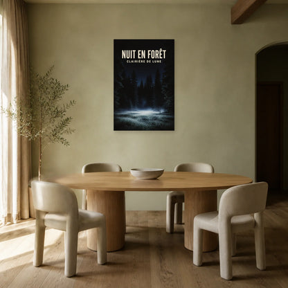 Affiche Nuit en forêt – Clairière de lune dans une salle à manger - Art Virtuoso