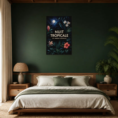Affiche Nuit tropicale – Jardin luxuriant dans une chambre - Art Virtuoso