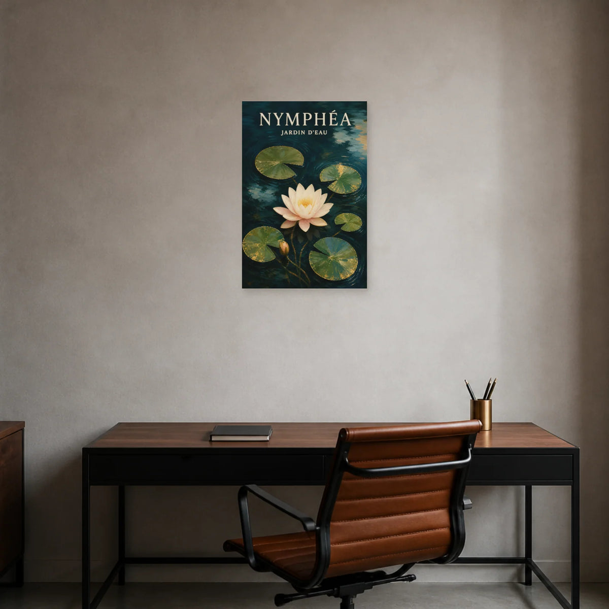 Affiche Nymphéa – Jardin d’Eau dans un bureau - Art Virtuoso