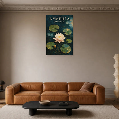 Affiche Nymphéa – Jardin d’Eau dans un salon - Art Virtuoso