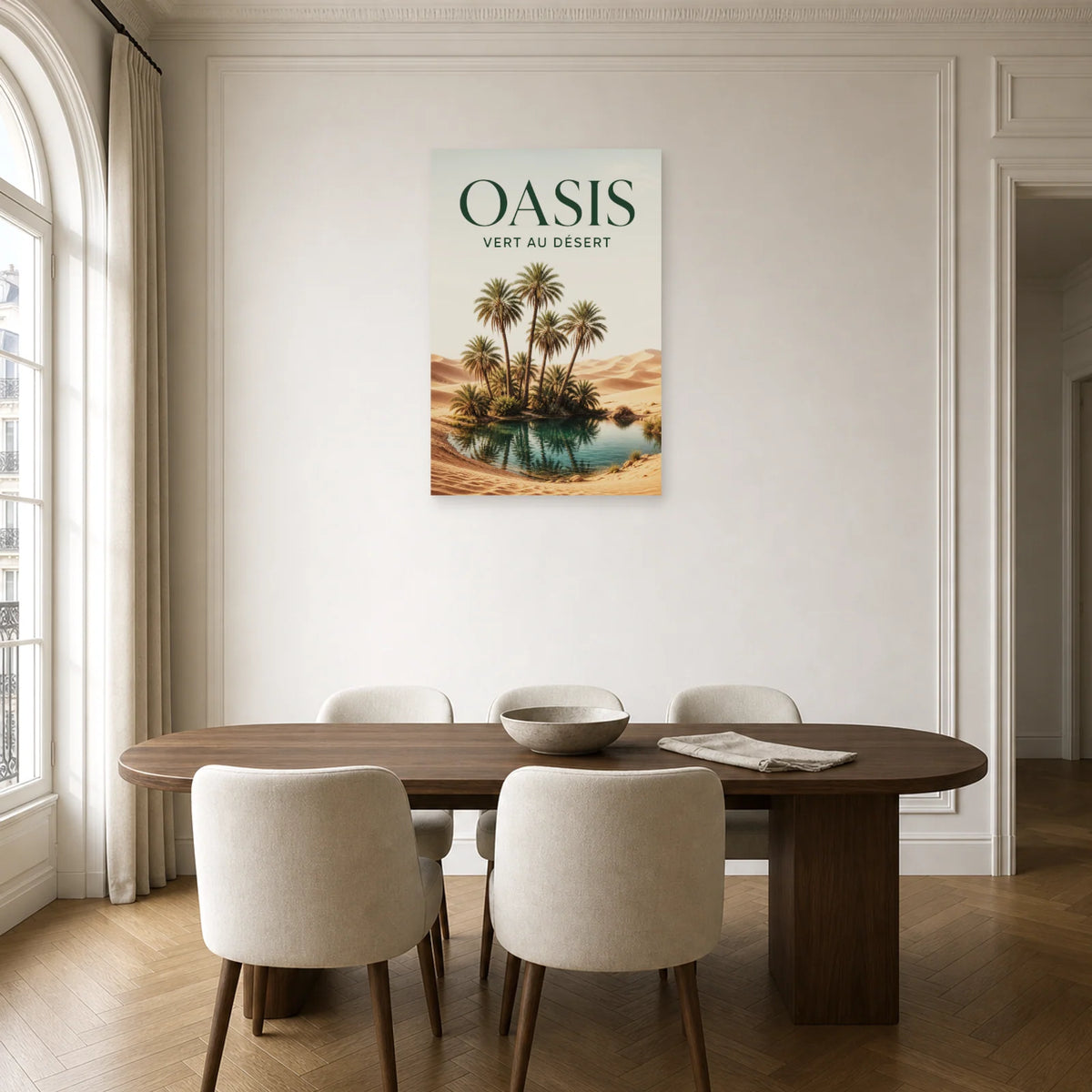 Affiche Oasis - Vert au désert dans une salle à manger - Art Virtuoso