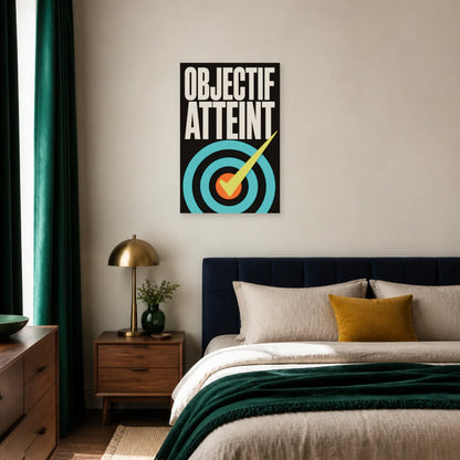 Affiche Objectif atteint – Cible cochée dans une chambre - Art Virtuoso