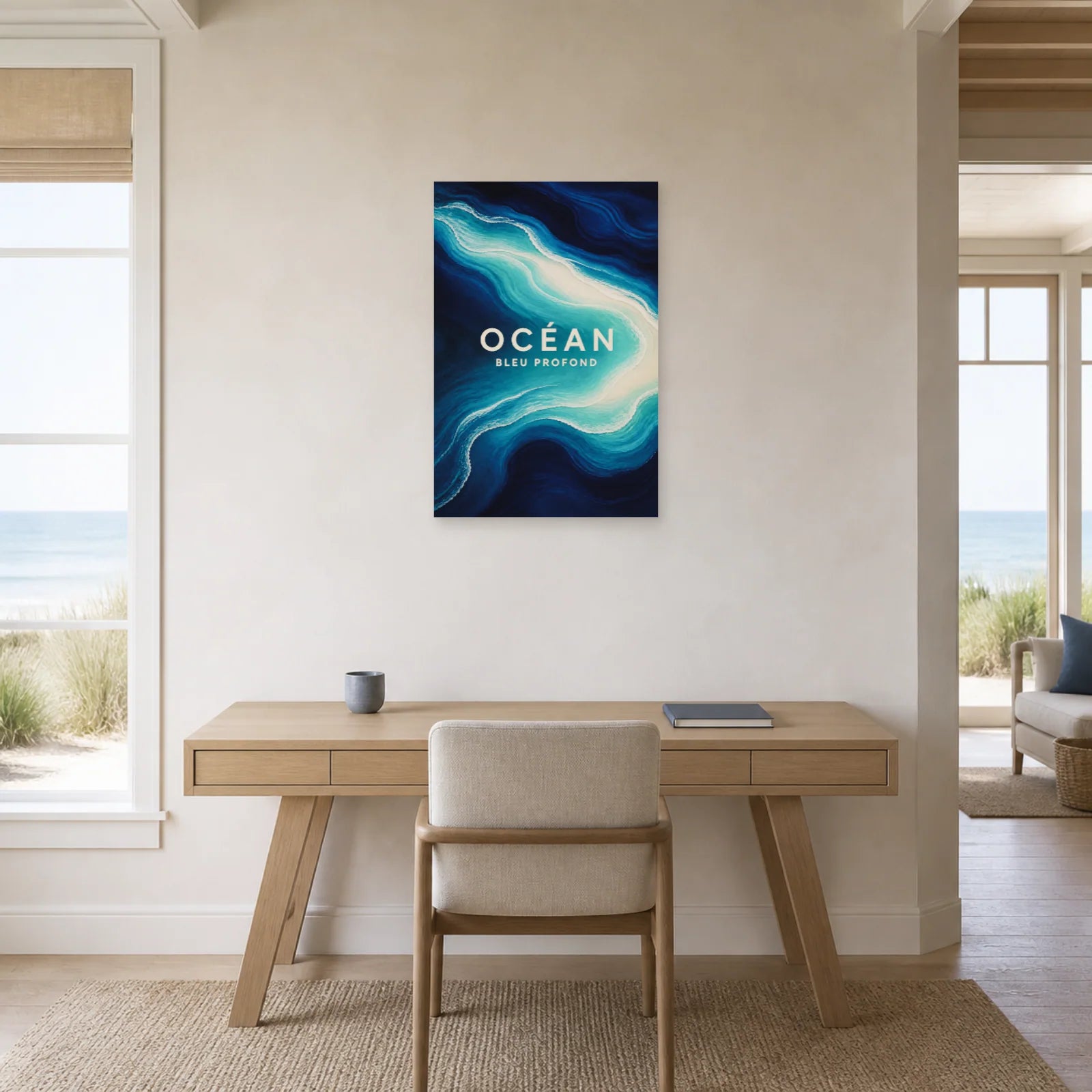 Affiche Océan – Bleu Profond dans un bureau - Art Virtuoso