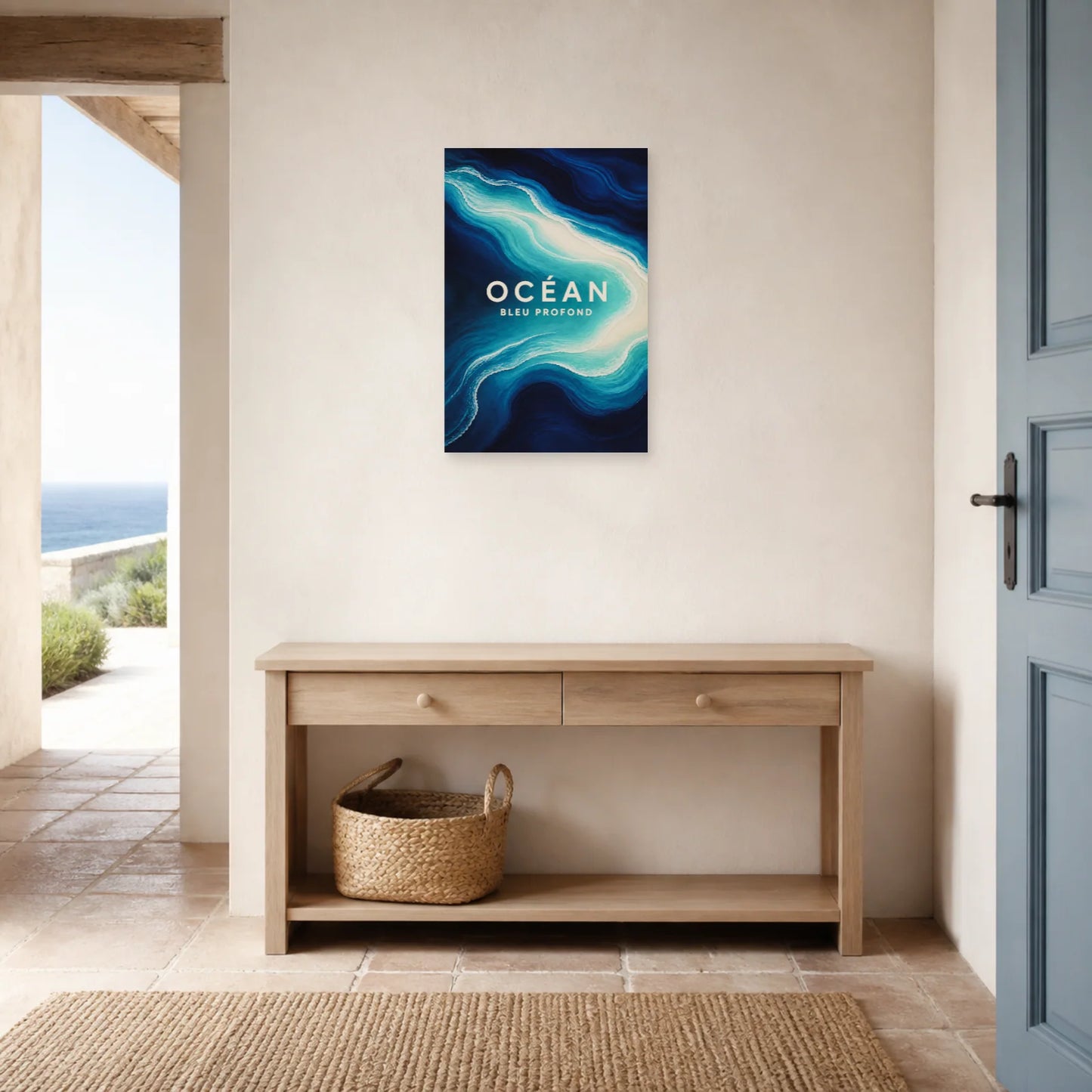 Affiche Océan – Bleu Profond dans une entrée ou un couloir - Art Virtuoso