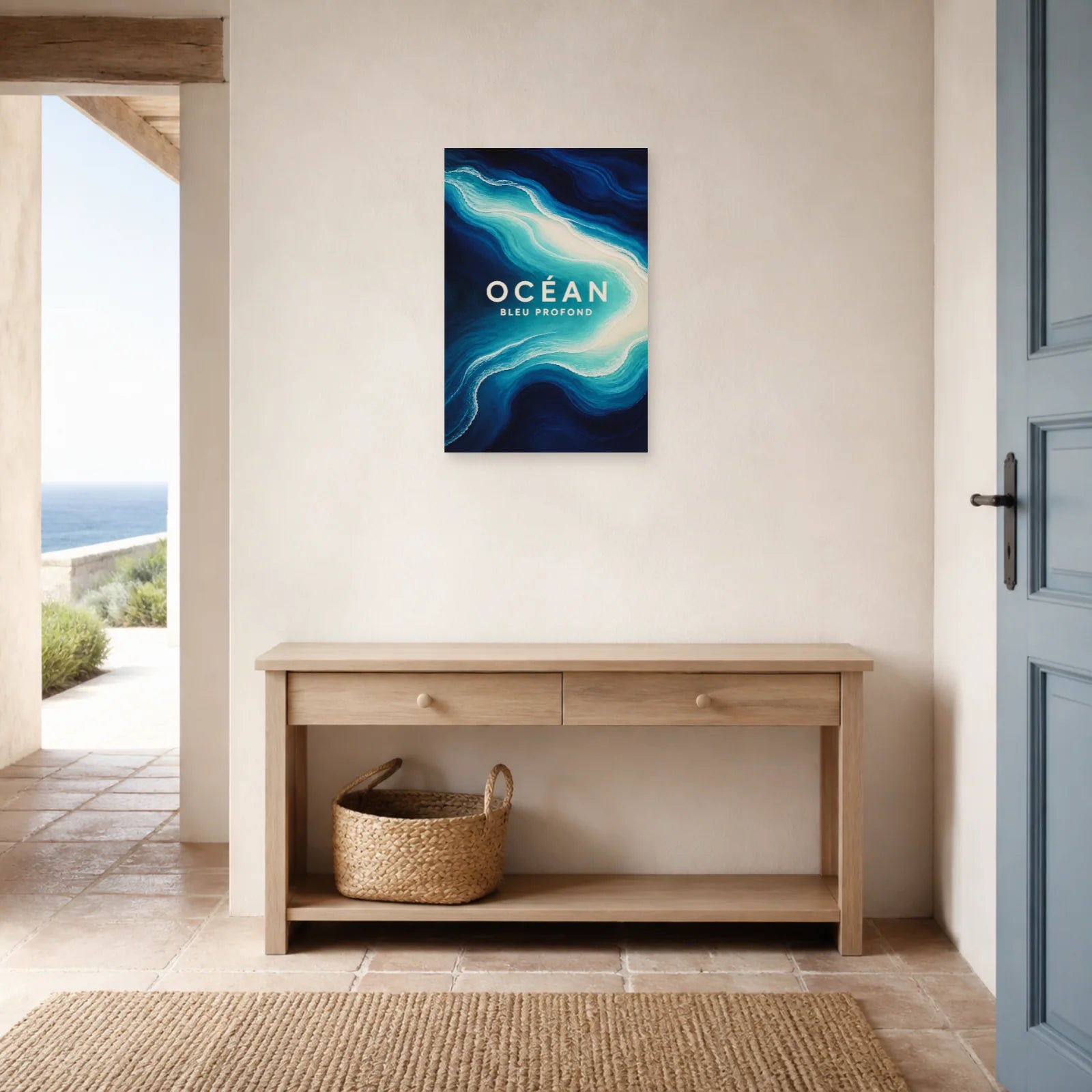 Affiche Océan – Bleu Profond dans une entrée ou un couloir - Art Virtuoso