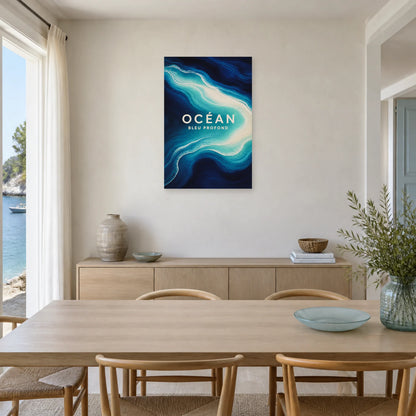 Affiche Océan – Bleu Profond dans une salle à manger - Art Virtuoso