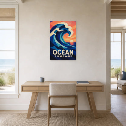Affiche Océan – Grande Vague dans un bureau - Art Virtuoso