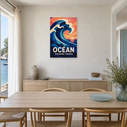 Affiche Océan – Grande Vague dans une salle à manger - Art Virtuoso