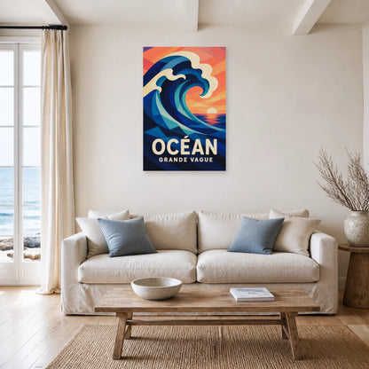 Affiche Océan – Grande Vague dans un salon - Art Virtuoso