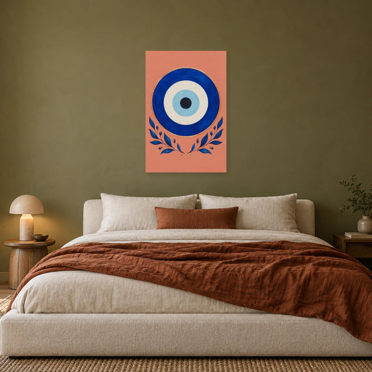 Affiche Œil grec - Cercles de cobalt dans une chambre - Art Virtuoso