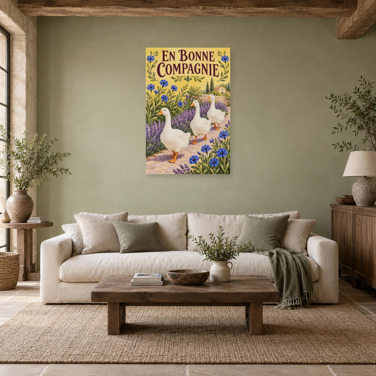 Affiche Oies - En bonne compagnie dans un salon - Art Virtuoso