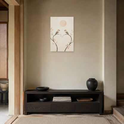 Affiche Deux oiseaux - Amour minimaliste dans une entrée ou un couloir - Art Virtuoso
