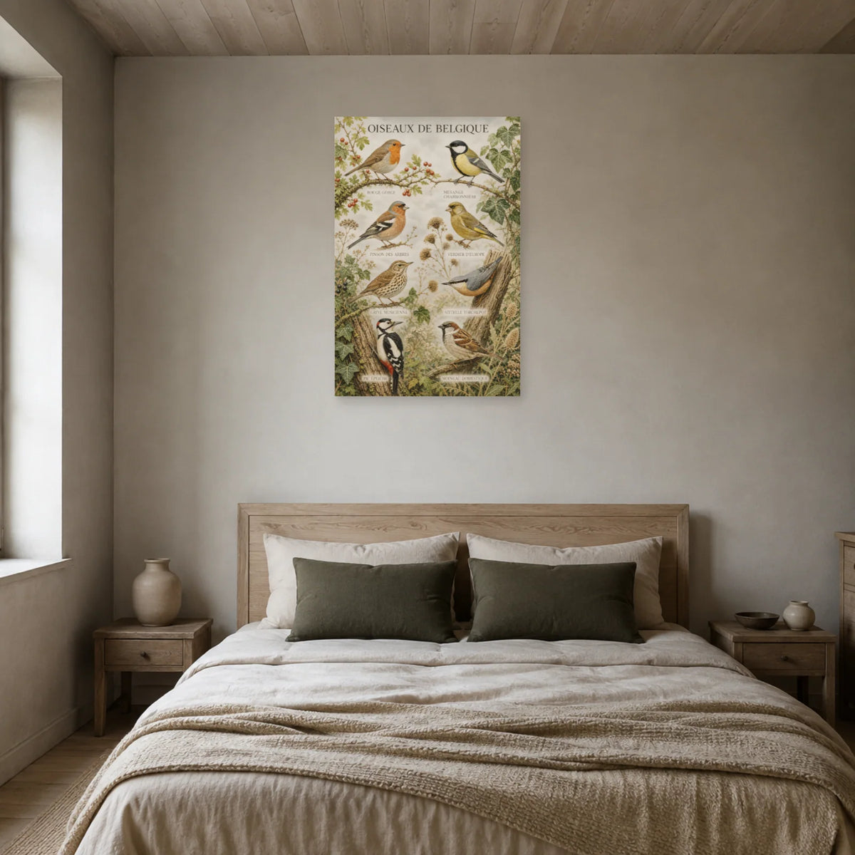 Affiche Oiseaux de Belgique - Jardin naturaliste dans une chambre - Art Virtuoso