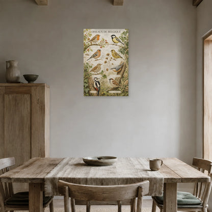 Affiche Oiseaux de Belgique - Jardin naturaliste dans une salle à manger - Art Virtuoso