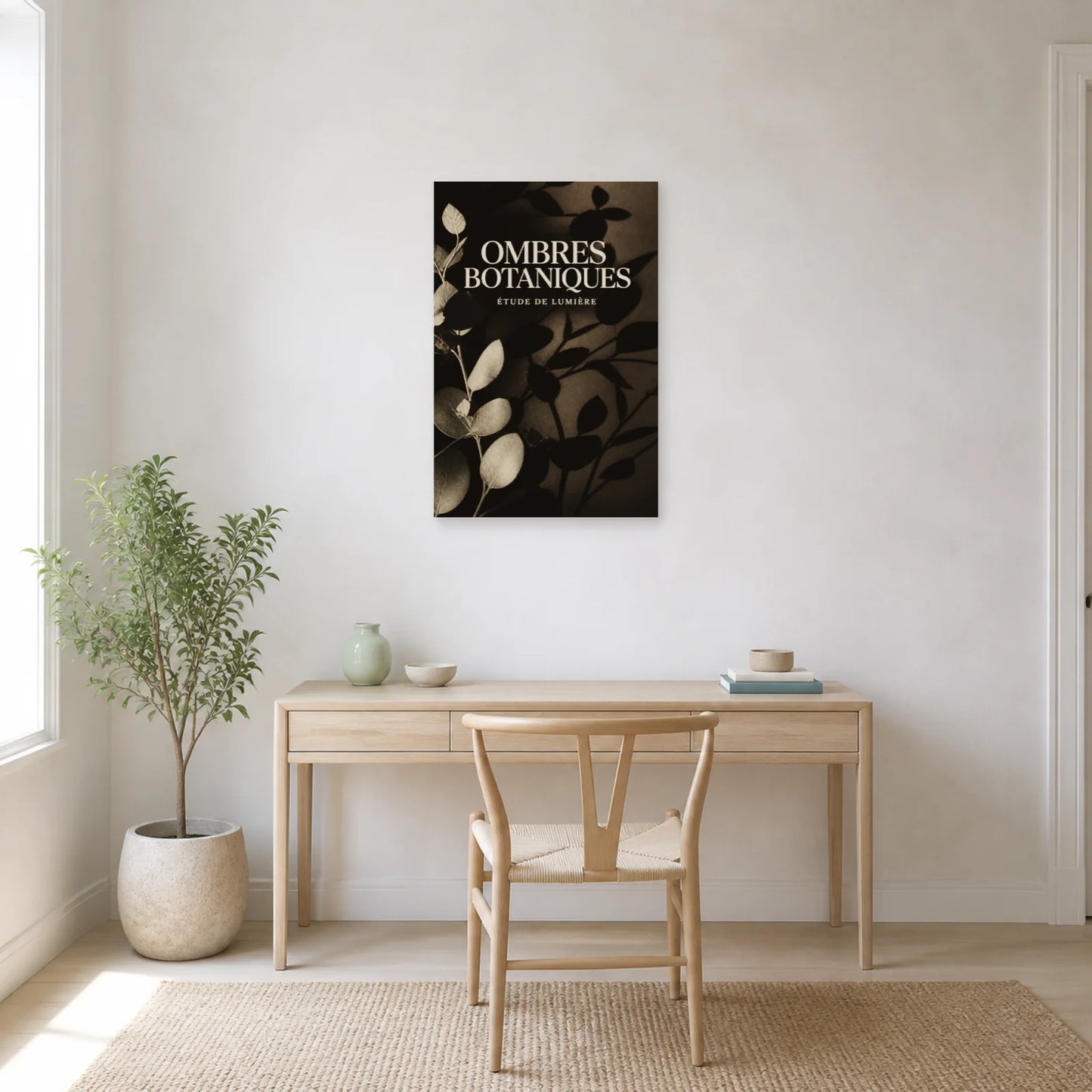 Affiche Ombres Botaniques – Étude de Lumière dans un bureau - Art Virtuoso