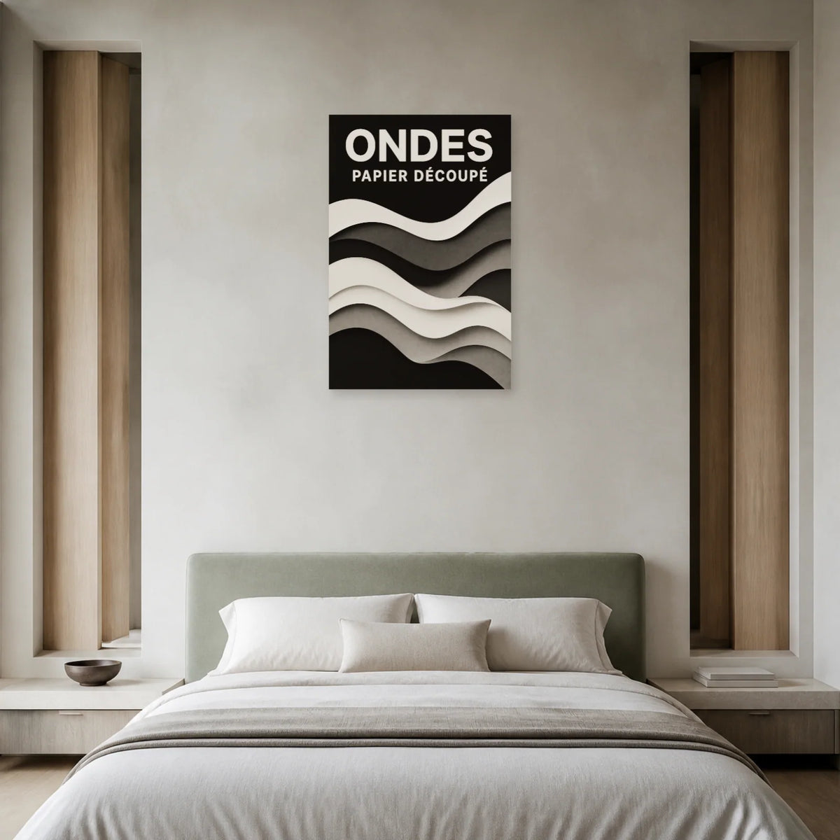 Affiche Ondes – Papier Découpé dans une chambre - Art Virtuoso