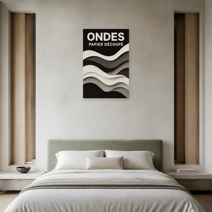 Affiche Ondes – Papier Découpé dans une chambre - Art Virtuoso