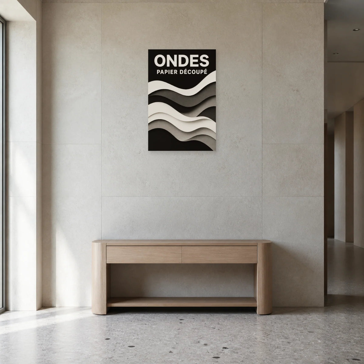 Affiche Ondes – Papier Découpé dans une entrée ou un couloir - Art Virtuoso
