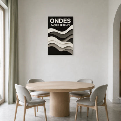 Affiche Ondes – Papier Découpé dans une salle à manger - Art Virtuoso