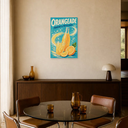 Affiche Orangeade – Fraîche & Pétillante dans une salle à manger - Art Virtuoso