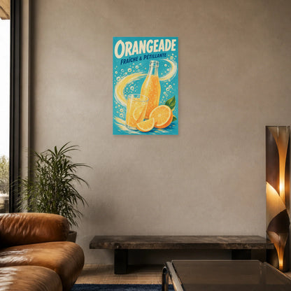 Affiche Orangeade – Fraîche & Pétillante dans un salon - Art Virtuoso