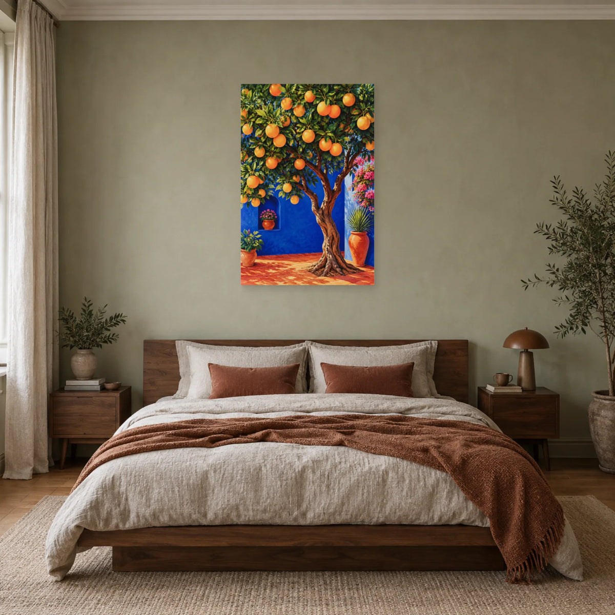 Affiche Oranger – Jardin cobalt dans une chambre - Art Virtuoso
