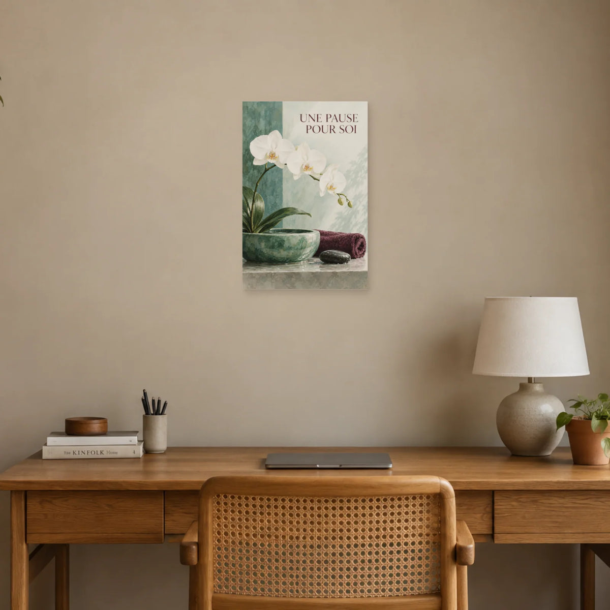 Affiche Orchidée au spa - Une pause pour soi dans un bureau - Art Virtuoso