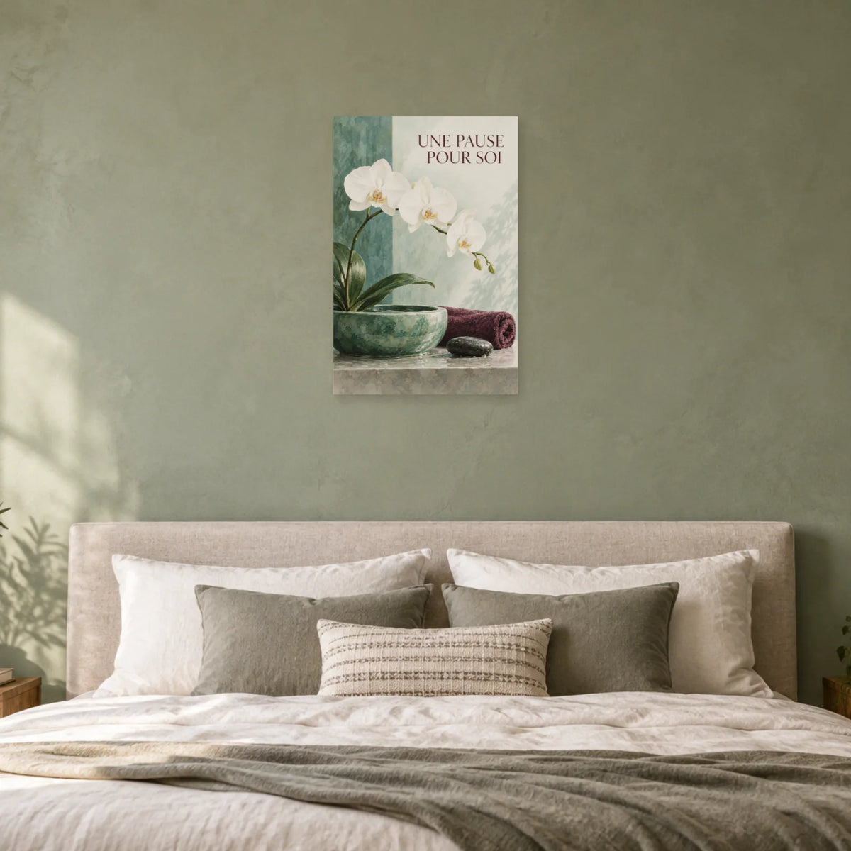 Affiche Orchidée au spa - Une pause pour soi dans une chambre - Art Virtuoso