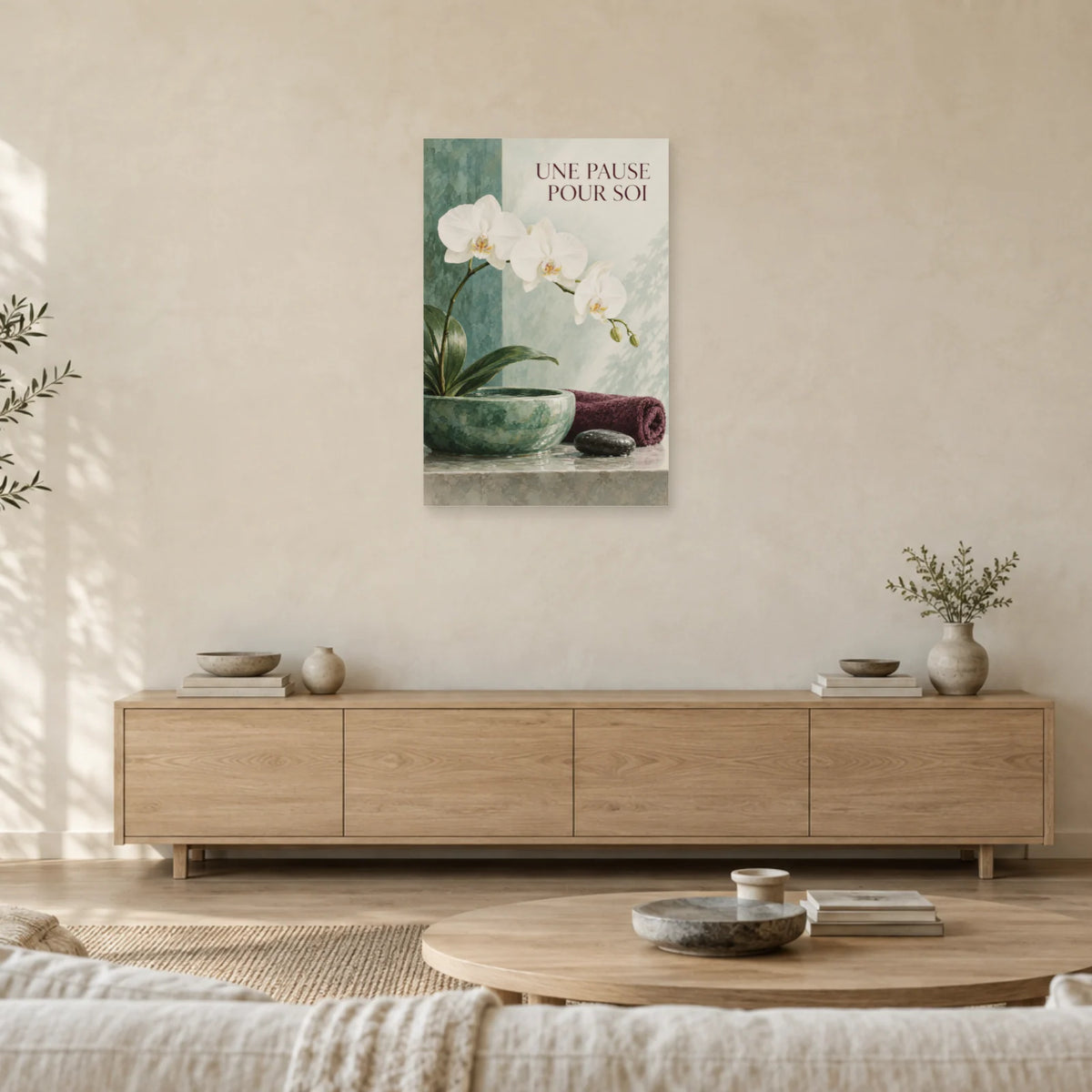 Affiche Orchidée au spa - Une pause pour soi dans un salon - Art Virtuoso