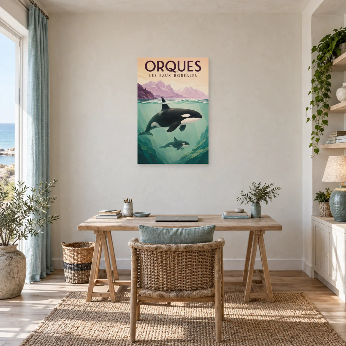 Affiche Orques - Les eaux boréales dans un bureau - Art Virtuoso