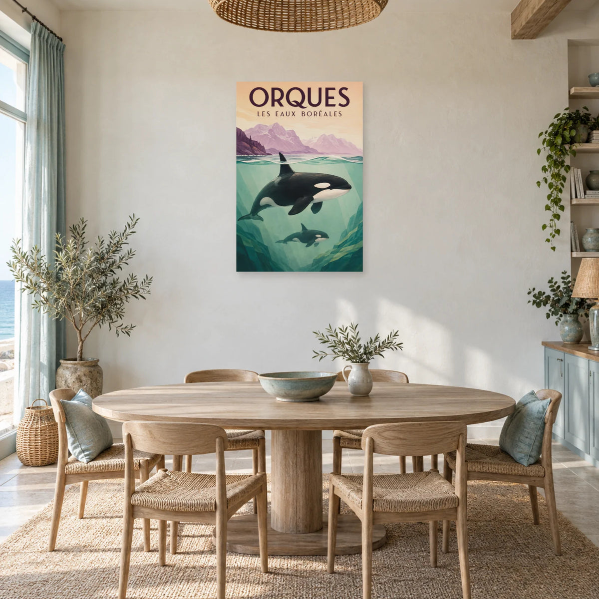 Affiche Orques - Les eaux boréales dans une salle à manger - Art Virtuoso