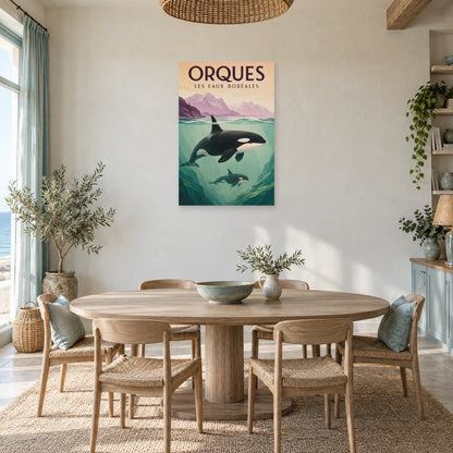 Affiche Orques - Les eaux boréales dans une salle à manger - Art Virtuoso