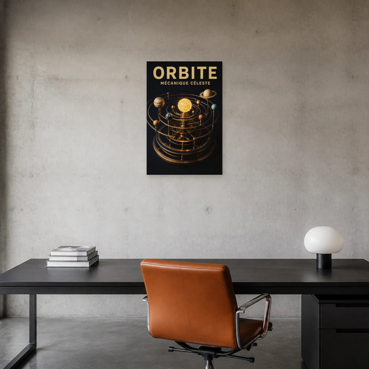Affiche Orbite – Mécanique Céleste dans un bureau - Art Virtuoso