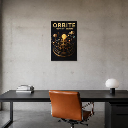 Affiche Orbite – Mécanique Céleste dans un bureau - Art Virtuoso