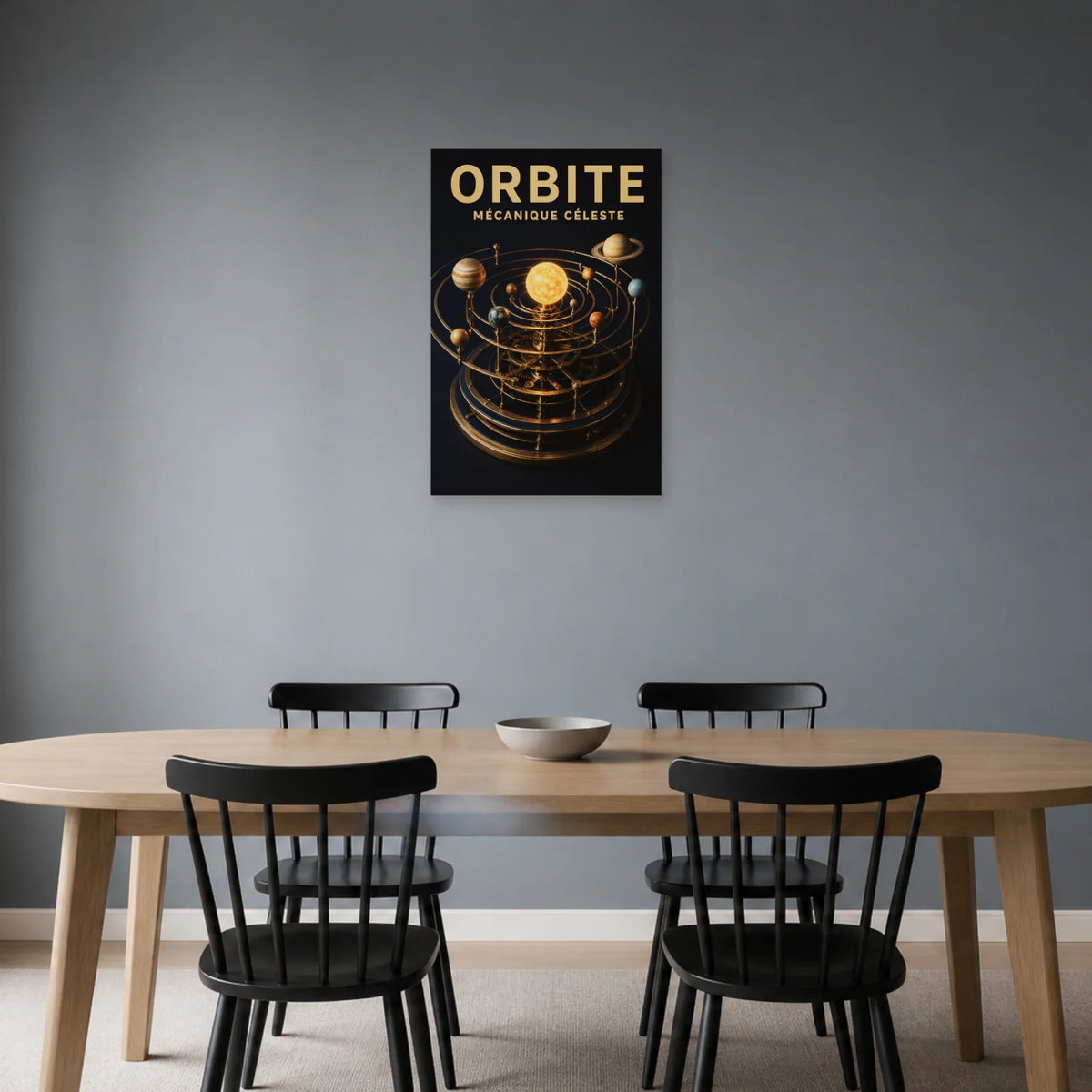 Affiche Orbite – Mécanique Céleste dans une salle à manger - Art Virtuoso
