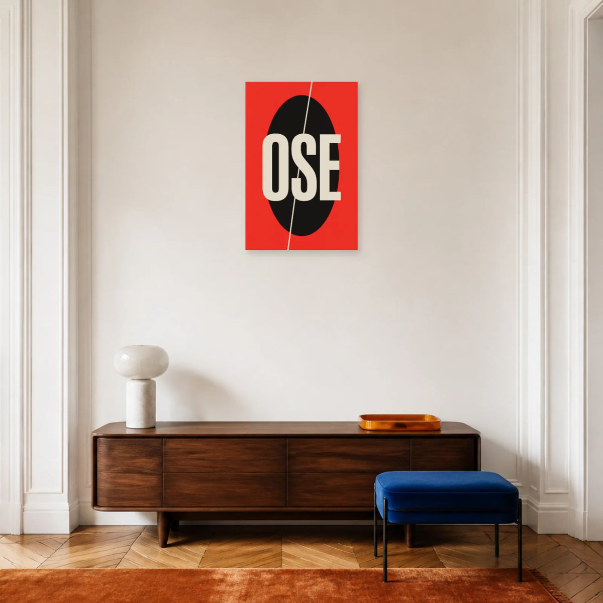 Affiche Ose – Audace minimaliste dans une entrée ou un couloir - Art Virtuoso