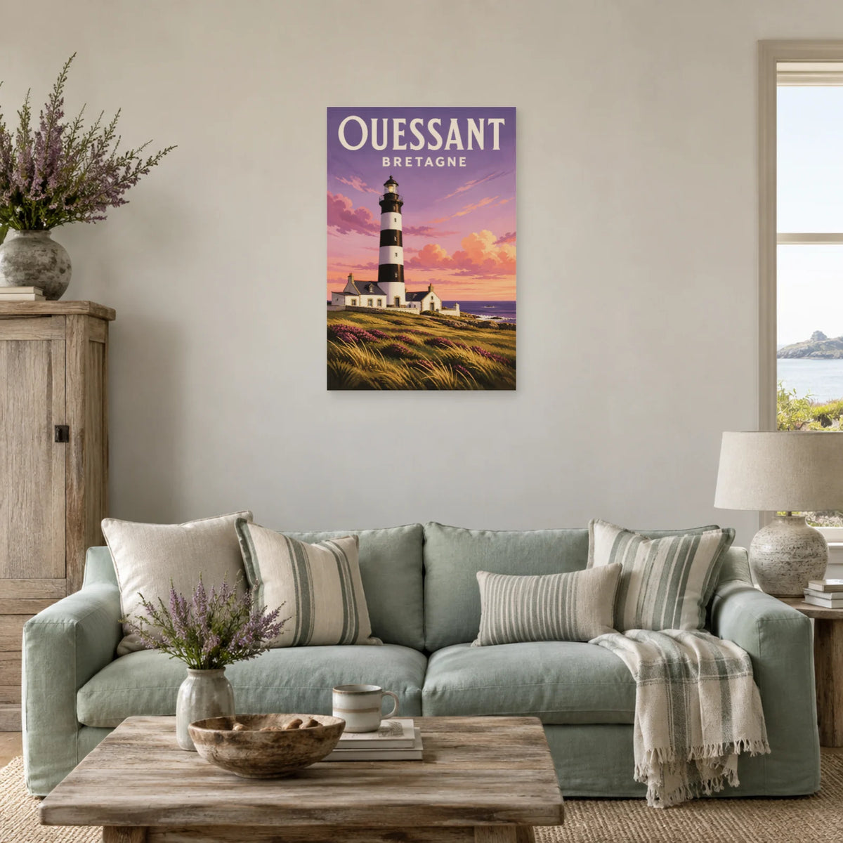 Affiche Ouessant - Phare du Creach dans un salon - Art Virtuoso