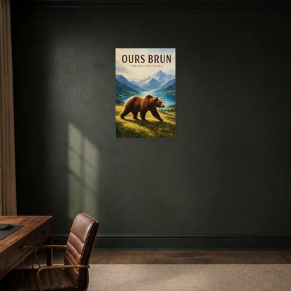 Affiche Ours Brun – Terres Sauvages dans un bureau - Art Virtuoso