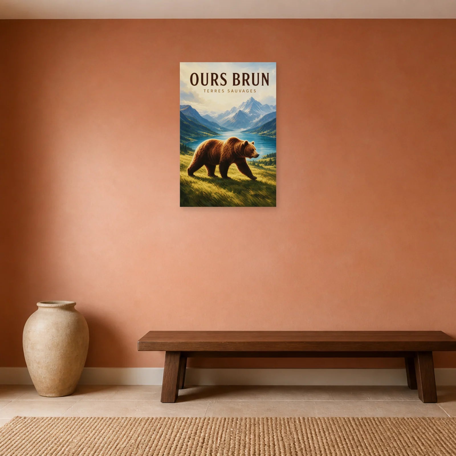 Affiche Ours Brun – Terres Sauvages dans une salle à manger - Art Virtuoso