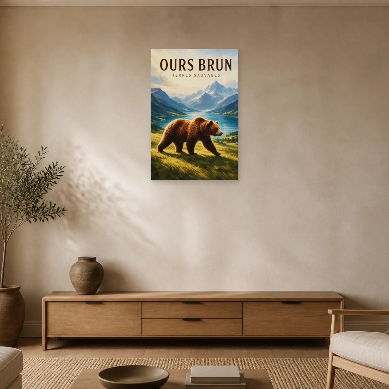 Affiche Ours Brun – Terres Sauvages dans un salon - Art Virtuoso