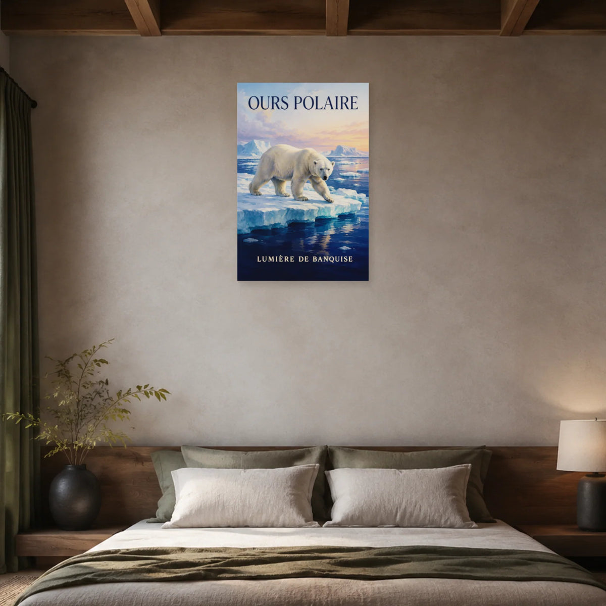 Affiche Ours polaire, lumière de banquise dans une chambre - Art Virtuoso