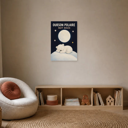 Affiche Ourson Polaire – Nuit Douce dans un bureau - Art Virtuoso