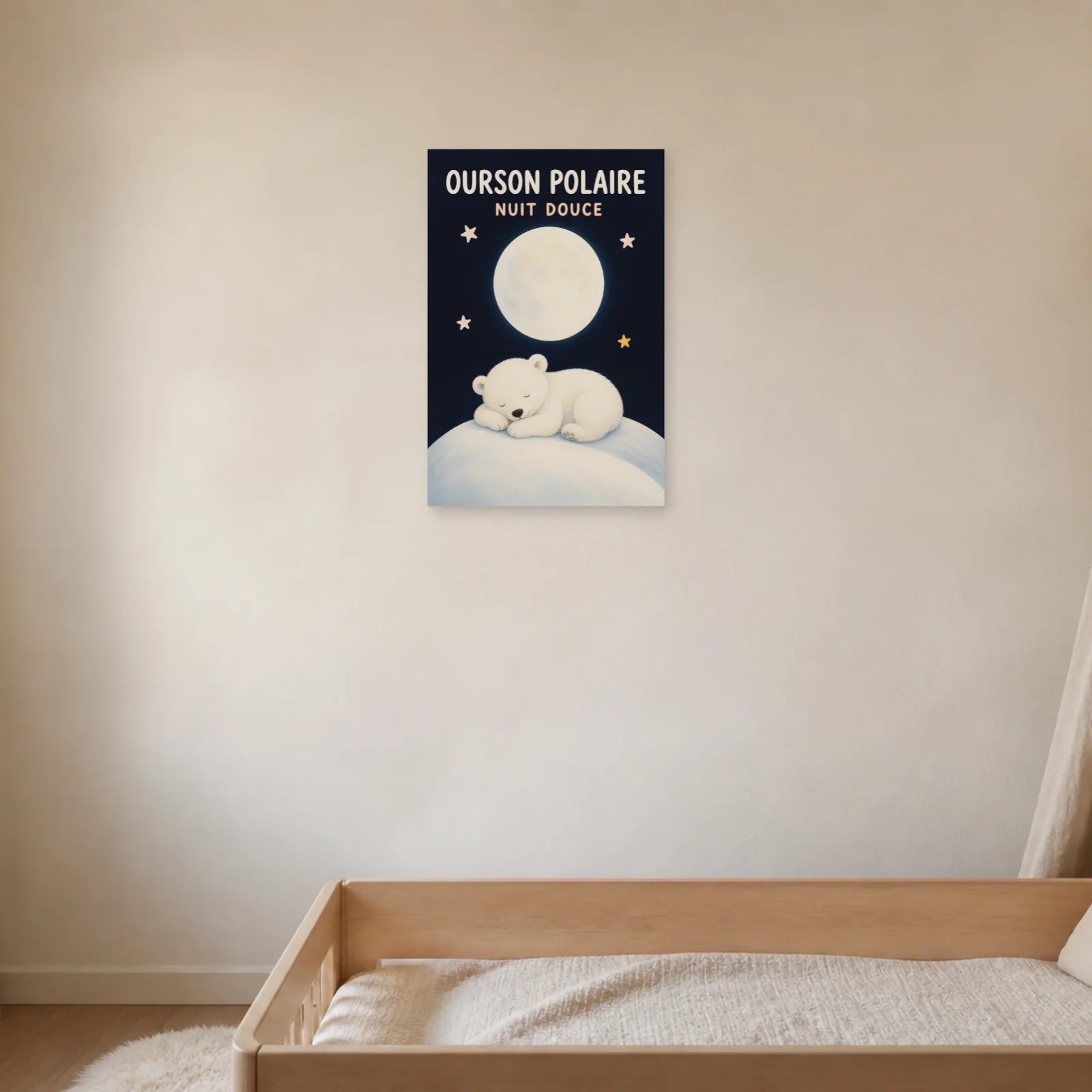 Affiche Ourson Polaire – Nuit Douce dans une chambre - Art Virtuoso
