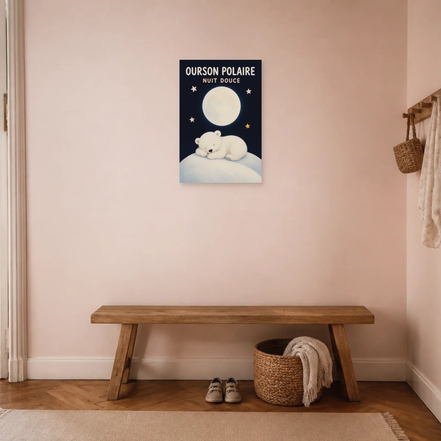 Affiche Ourson Polaire – Nuit Douce dans une entrée ou un couloir - Art Virtuoso