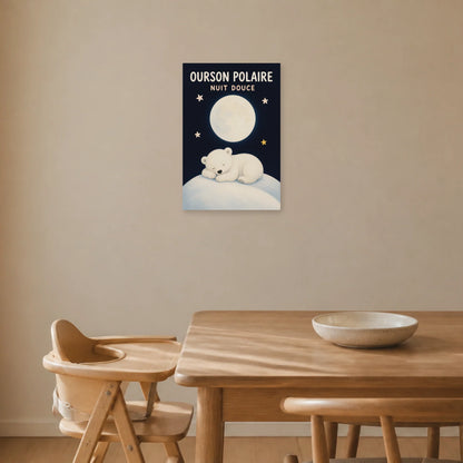 Affiche Ourson Polaire – Nuit Douce dans une salle à manger - Art Virtuoso