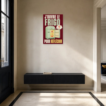 Affiche J’ouvre le frigo pour réfléchir dans une entrée ou un couloir - Art Virtuoso