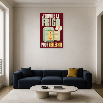 Affiche J’ouvre le frigo pour réfléchir dans un salon - Art Virtuoso
