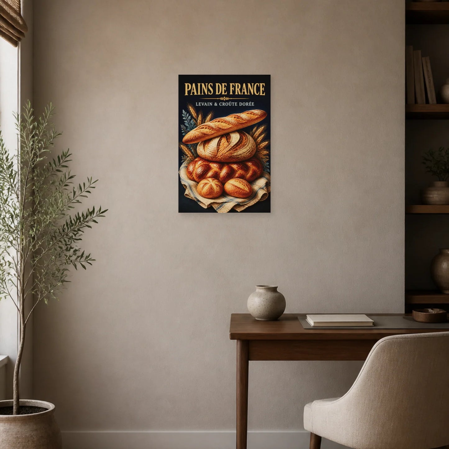 Affiche Pains de France – Levain & Croûte Dorée dans un bureau - Art Virtuoso