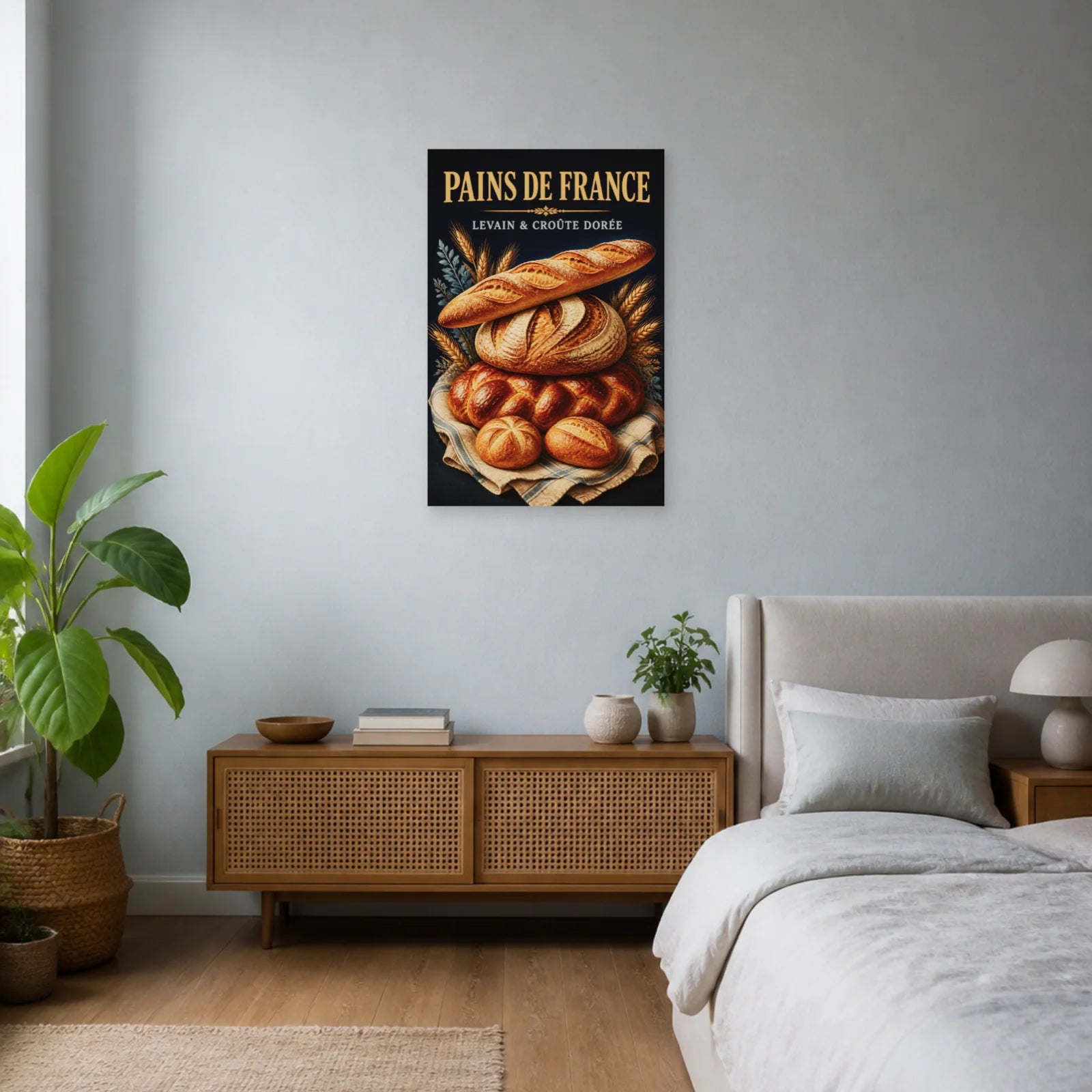 Affiche Pains de France – Levain & Croûte Dorée dans une chambre - Art Virtuoso