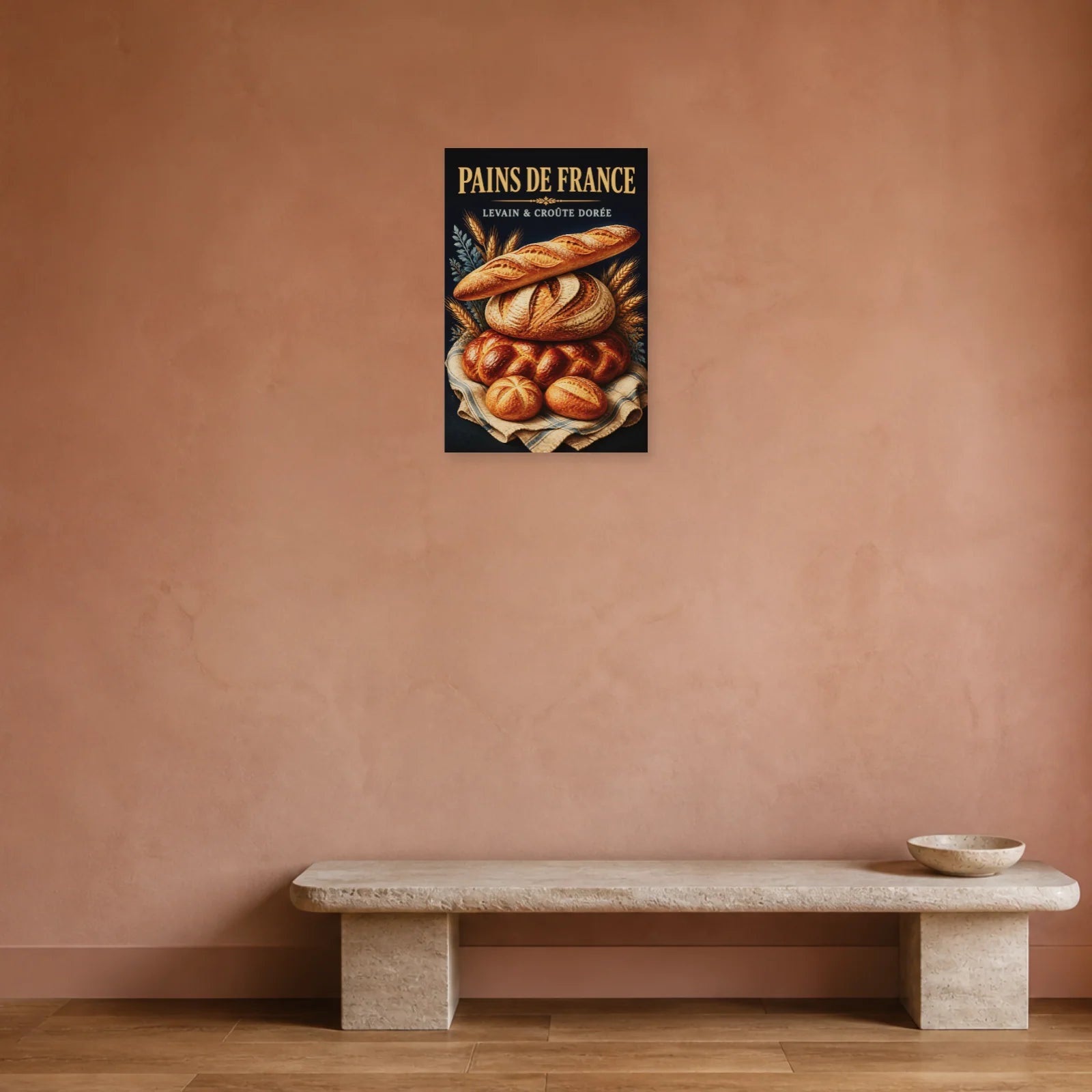 Affiche Pains de France – Levain & Croûte Dorée dans une entrée ou un couloir - Art Virtuoso